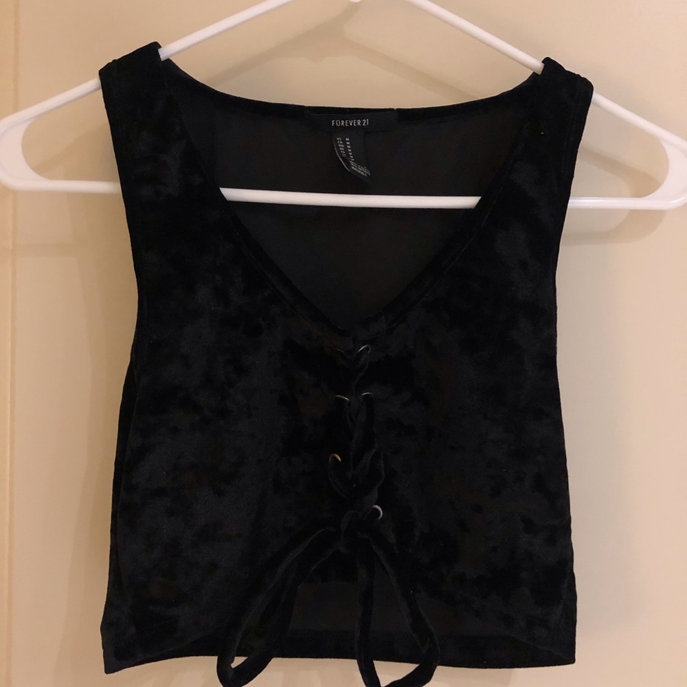 Black Velvet Crop Top
